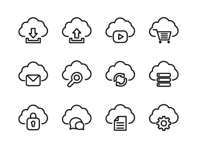 云计算图标集大纲(Cloud Computing Icon Set Outline)