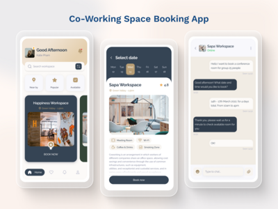 共享办公空间预订应用概念(Co-working Space Booking App Concept)