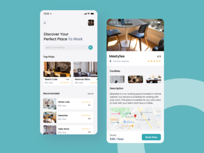 共享办公空间预订应用程序设计(Co-Working Space Booking App Design)