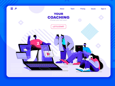 指导平面概念登陆页面标题(Coaching Flat Concept Landing Page Header)
