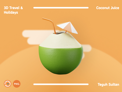 3D 旅行和假期插图包 - 椰子汁(3D Travel and Holidays Illustration Pack - Coconut Juice)