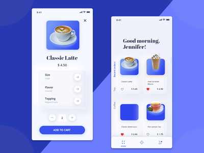 咖啡应用新形态模板(Coffee app neomorphic template)