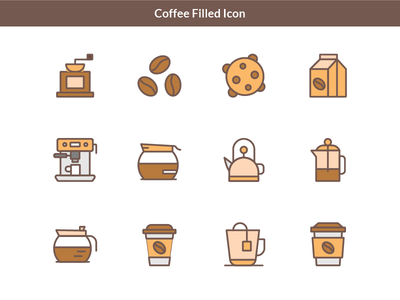 咖啡填充图标包 2(Coffee Filled Icon Pack 2)