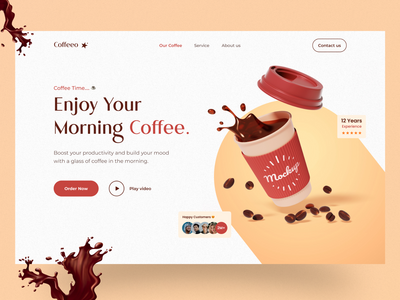 Coffeeo - 咖啡店网站标题设计(Coffeeo - Coffee Shop Website Header Design)