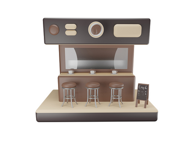 咖啡店 - 咖啡店图标 3D 模型(Coffe Shop - Coffee Shop Icon 3D Model)