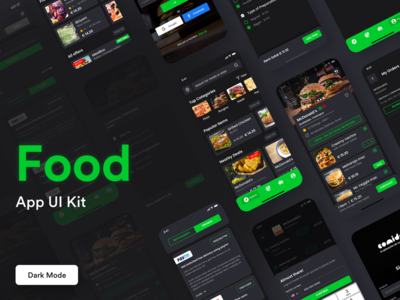 食品订购移动 UI 套件 - 深色(Food Ordering Mobile UI Kit - Dark)