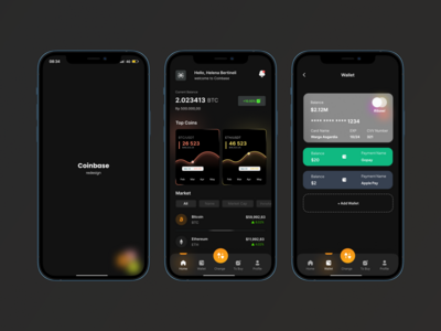 Coinbase 应用重新设计 - Ribawi（黑暗模式）(Coinbase App Redesign - Ribawi (Dark Mode))