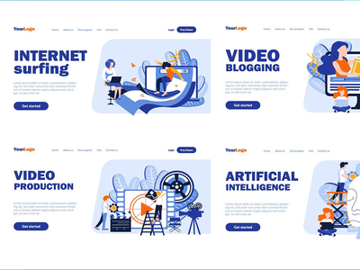 集合平面网站标题登陆 Pgae(Collection Flat Website Header Landing Pgae)