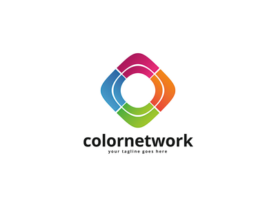彩色网络矢量标志设计模板(Color Network Vector Logo Design Template)