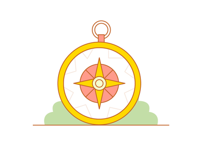 带有浅色轮廓的指南针图标(Compass icon with light outline)