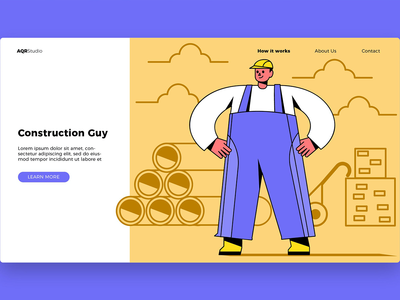 施工人员 - 横幅和登陆页面(Construction Guy - Banner & Landing Page)