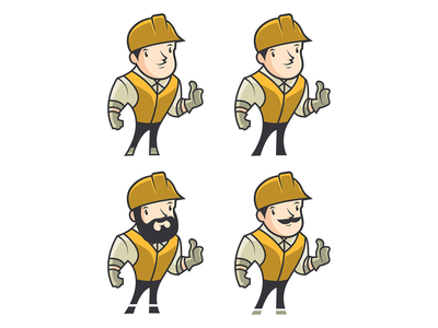 建筑吉祥物特征向量(Construction mascot character vector)