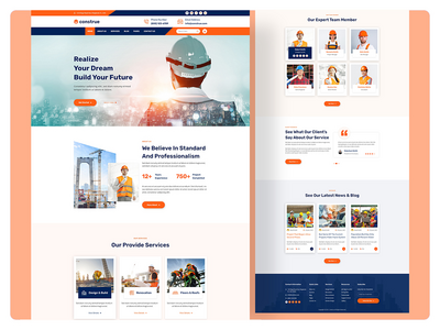 建设网站登陆页面设计(Construction Website Landing Page Design)