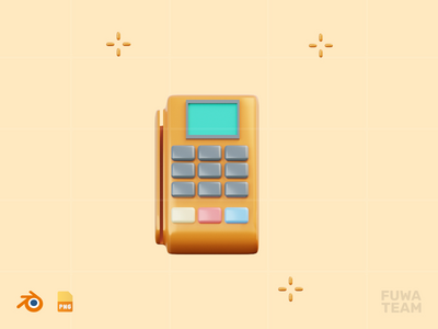 卡支付机 - 3D销售和营销插图（正面）(Card Payment Machine - 3D Sale & Marketing Illustration (front))