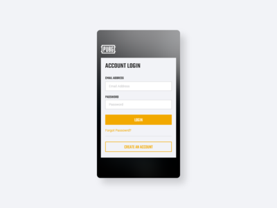 PUBG App 移动登录概念(PUBG App mobile login concept)