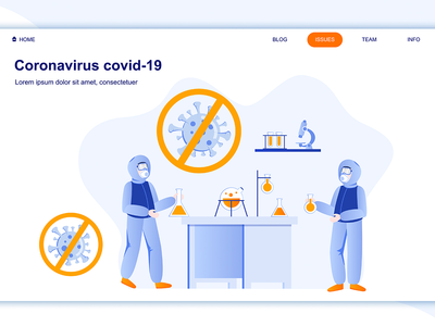 冠状病毒 Covid-19 登陆页面平面概念(Coronavirus Covid-19 Landing Page Flat Concept)