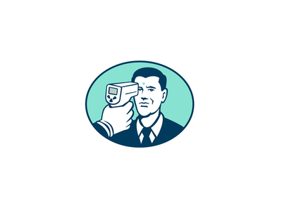 冠状病毒体温扫描仪椭圆形复古(Coronavirus Body Temperature Scanner Oval Retro)