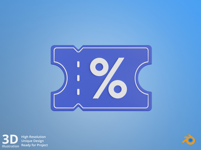 优惠券-电子商务 3D 插图(Coupon - E-Commerce 3D Illustration)