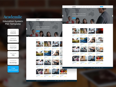 学术教育课程大学课程列表页面PSD网页模板(Academiic Education Course University Course List Page PSD Web Template)