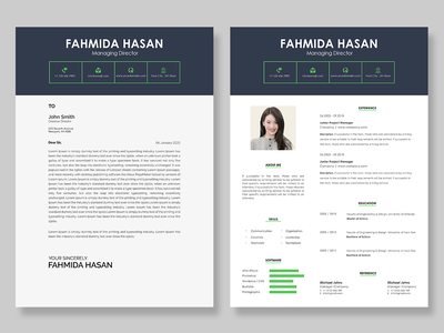 PSD简历和求职信模板黑色和绿色(PSD Resume & Cover Letter Templates black & Green)