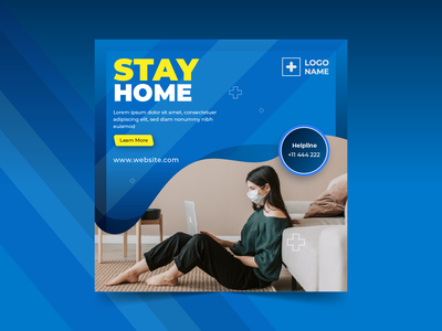 待在家里 covid-19 社交媒体帖子设计(Stay home covid-19 social media posts design)