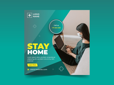 待在家里 covid-19 社交媒体帖子设计(Stay home covid-19 social media posts design)