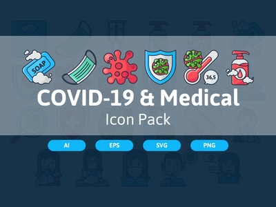 COVID-19 和医疗图标包(COVID-19 & Medical Icon Pack)