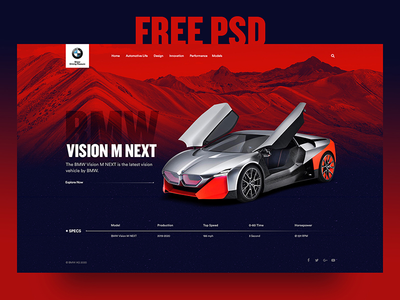 汽车着陆页免费 PSD(Car Landing Page Free PSD)