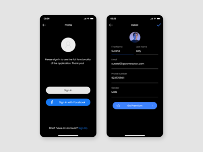 登录和配置文件创建 - UI 工具包 iOS [深色](Log in & Profile Create - UI Kits iOS [Dark])