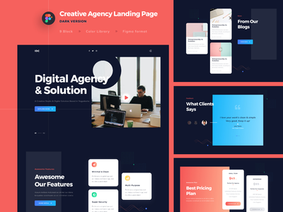 创意机构登陆页面暗版(Creative Agency Landing Page DARK VERSION)
