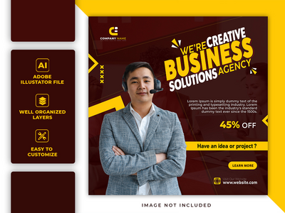 创意商业解决方案代理和促销社交媒体模板(Creative business solution agency and promotional social media template)