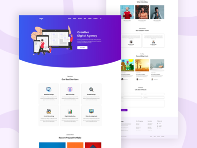 创意数字代理登陆页面网页模板(Creative Digital Agency Landing Page Web Template)