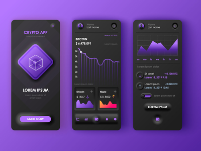 加密应用程序新态主义风格(Crypto app neo-morphism style)