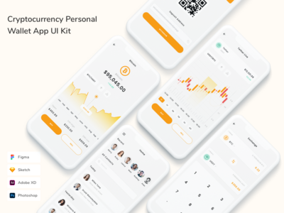 加密货币个人钱包应用程序 UI 套件(Cryptocurrency Personal Wallet App UI Kit)