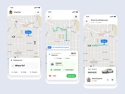 拼车应用 - UI/UX 设计(Carpool App - UI/UX Design)
