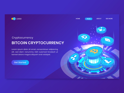 加密货币等距比特币登陆页面(Cryptocurrency Isometric Bitcoin Landing Page)
