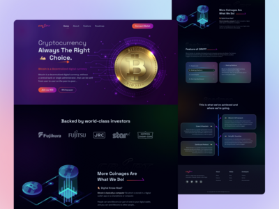 加密登陆页面 UI 设计。(Crypto Landing Page UI Design.)