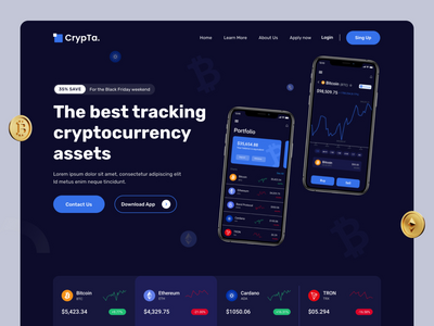 加密跟踪器应用登陆页面(Crypto tracker app landing page)