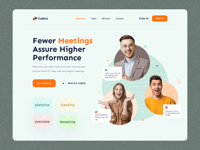 Cubics - 团队管理登陆页面英雄(Cubics - Team management landing page hero)
