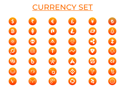 货币设置图标集合(Currency Set Icons Collection)