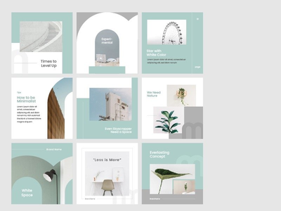 曲线白绿极简社交媒体模板(Curve white green minimalist social media template)