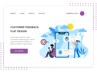 登陆页面的客户反馈平面设计(Customer Feedback flat design for Landing page)