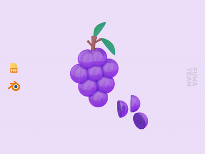 可爱的 3D 水果插图包-葡萄(Cute 3D Fruit Illustration Pack - Grape)