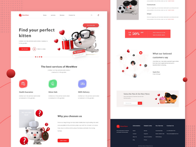 可爱的小猫-登陆页面设计(Cute Kitten - Landing Page Design)