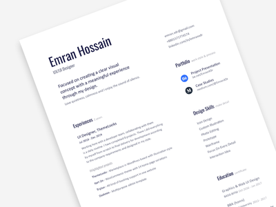 UX UI 设计师简历(Ux UI Designer Resume)