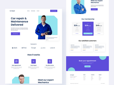 汽车维修服务登陆页面概念(Car Repair Service Landing page concept)