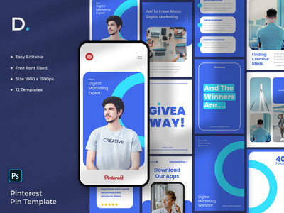 D. - 营销 Pinterest Pin 模板(D. - Marketing Pinterest Pin Template)