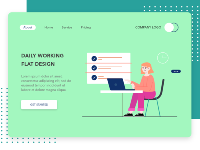登陆页面的日常工作平面设计概念(Daily Working flat design concept for Landing page)