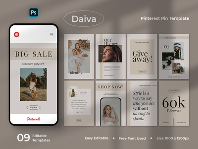 Daiva - 时尚 Pinterest Pin 模板(Daiva - Fashion Pinterest Pin Template)