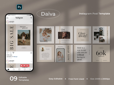 Daiva - 时尚社交媒体帖子模板(Daiva - Fashion Social Media Post Template)